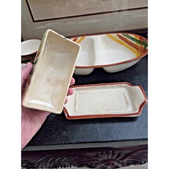 Vernonware Homespun Plaid Set – 4 Cups, Butter Dish & Divided Dish Vintage - Picture 3 of 8